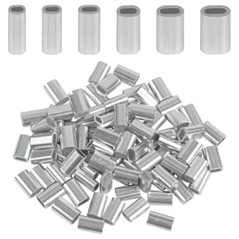 Aluminum Wire Rope Sleeves,200- Pieces Wire Rope Crimping Loop Sleeves Double Cable Ferrules 6 Sizes Aluminum Crimping Loop Sleeves Rigging 1.4mm