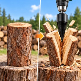 2PC Firewood Log Splitter Drill Bit, 32/42mm High-Carbon Steel Wood Splitting Screw Cone with Hex, Round or Square Shank