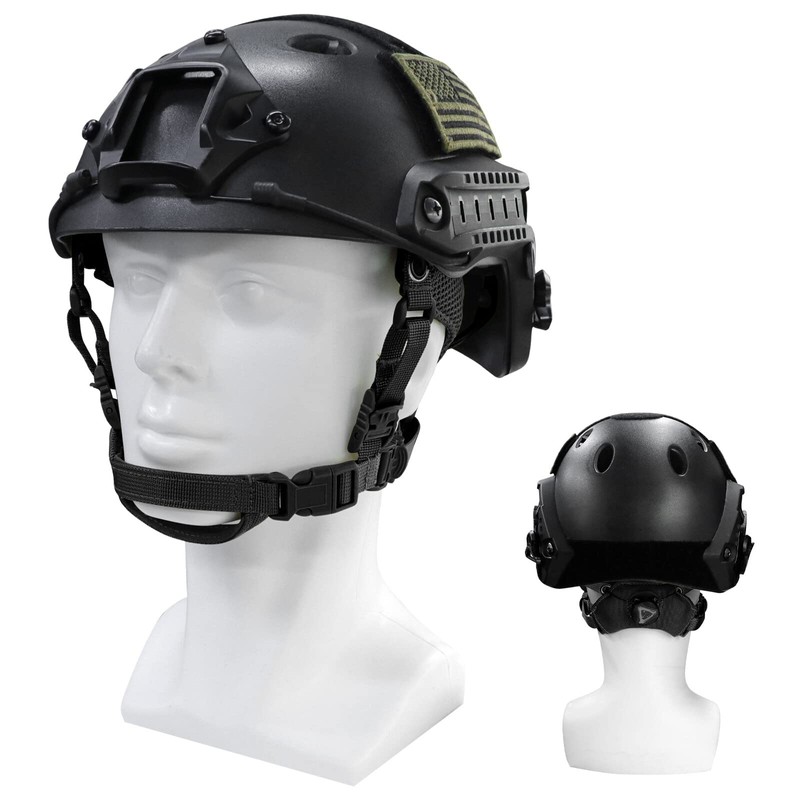 Yzpacc Tactical Helmet Chin Strap, Adjustable Dial, 4 Point Suspension