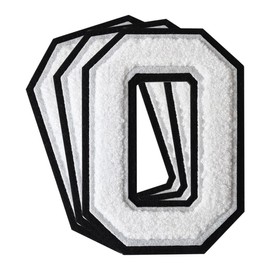 3Pcs Chenille Letter Patches Iron on Patches Varsity Letter Patches Chenille Embroidered Patch Sew On Patches for Clothing Hat Bags Jackets Shirt (White, O)