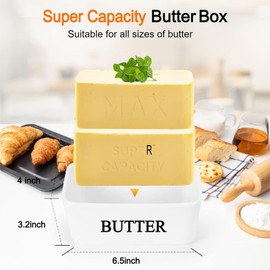 Ceramic Butter Dish with Cover for Countertop, Butter Holder Keeper Container for Refrigerator, Airtight Sealing for Butter Fresh,Large Butter Dish with Lid