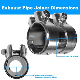 BITS4REASONS E-TECH EC006 New Model Heavy Duty Adjustable Exhaust Pipe Joiner/Connector 43MM to 45MM, 80MM Long