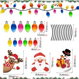 MIOLOE Reflective Christmas Car Magnets Set, Christmas Car Decals Refrigerator Magnets Bulb Santa Snowman Deer Reflective Sticker for Car Home Mailbox Office Decorations (01)