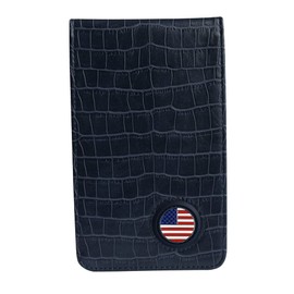 PINMEI Golf Leather Scorecard Holder Cover Yardage Book Cover with American Flag Golf Ball Marker and A Free Pencil 4.33 × 7.48 inches