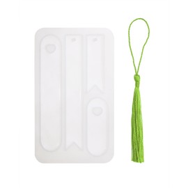 PPhtony Bookmark Mold with Tassels Silicone Jewelry Making Mould with 20Pcs Colorful Silky Tassels for Epoxy Resin Casting Christmas Ornaments Gift Tags Craft DIY (BM6-002)