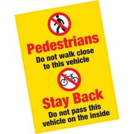 Pedestrian Cylists Vinyl Warning Sticker Truck Articulated Truck Van
