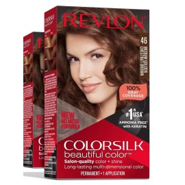 REVLON COLORSILK BEAUTIFUL COLOR - MEDIUM GOLDEN CHESTNUT BROWN #46 Pack of 2
