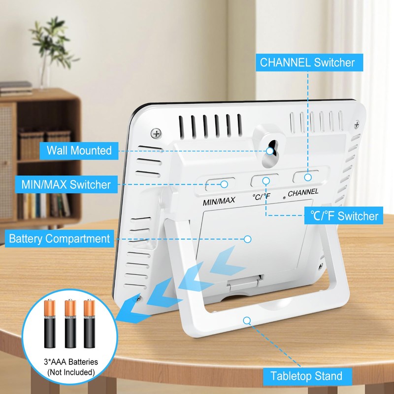 Urageuxy Wireless Indoor Outdoor Thermometer Hygrometer, Digital Temperature and Humidity