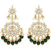 Aheli Faux Kundan Green Pearl Wedding Chandbali Earrings Indian Traditional