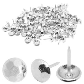 YuGtcen Upholstery Tacks, Decorative Nails Thumb Tacks Small Metal Upholstery Nails for Wood Upholstery Pins Vintage Furniture Tacks Unique (11x17mm, Silver, 120pcs)