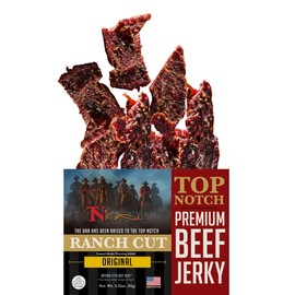 Top Notch Ranch Cut Jerky - 3.25 oz Bag of Beef Jerky - High Protein Snacks for Kids and Adults - Flavorful Strips of Premium Beef Jerky (Original)