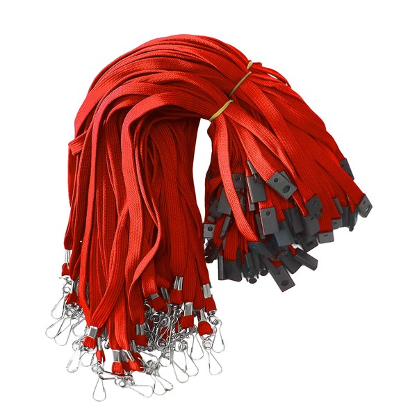 BAITEER 60 Pcs Breakaway Lanyards Safety Red Lanyard with Swivel