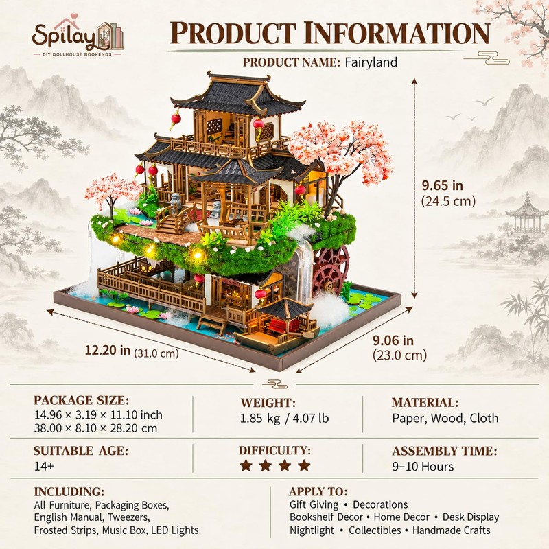 Spilay DIY Miniature House Kit for Adults, Fairyland Miniature Dollhouse