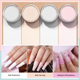 Morovan Acrylic Powder Set - 4 Colors Acrylic Nail Powder Professional Polymer