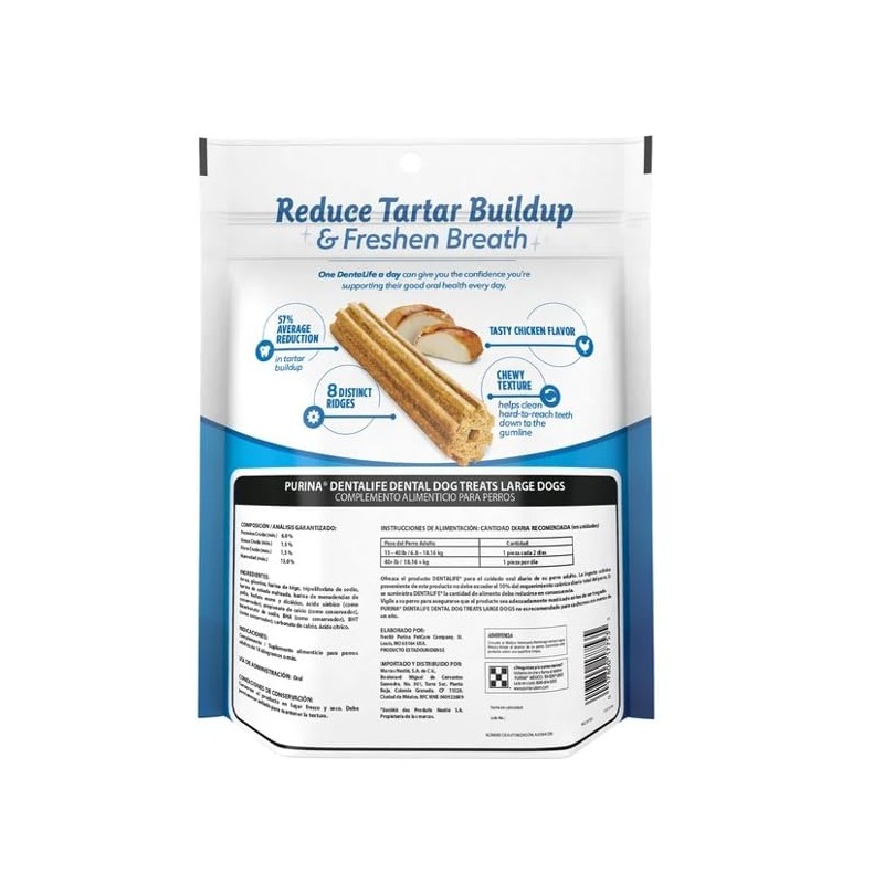 Purina Dentalife Snack Cuidado Oral Para Perros Adultos Raza Grande