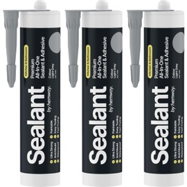 Light Grey Kitchen Bathroom Hybrid Polymer Sealant Adhesive 13.1oz All in One Waterproof Weatherproof Joint Paintable Indoor Outdoor Bath Shower Sink Window Board Door RV Roof Wood Leak - 3 Pack