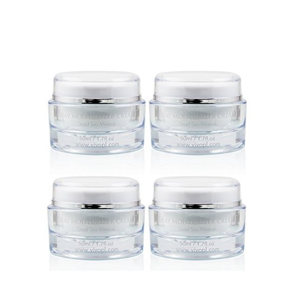 Vivo Per Lei Day Cream - Dead Sea Face Cream for Dull, Dry Skin - Moisturizing Day Cream with Shea Butter - Non Greasy Day Moisturizer - Hydrating Face Cream for Women (Pack of 4)