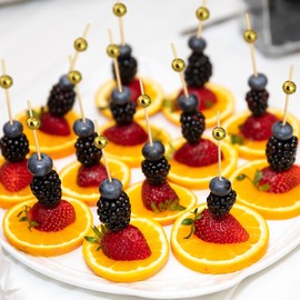 100PCS Fancy Cocktail Toothpicks Cocktail Picks，Cocktail Skewers Olives Appetizers for Wedding Party Toothpicks (gold)