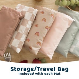 Tiny Twinkle Mess-proof Splat Mats for under high chairs or table cover art projects for baby and toddler - waterproof, washable floor or table splash mat 51" x 51" (Boho Rainbow)