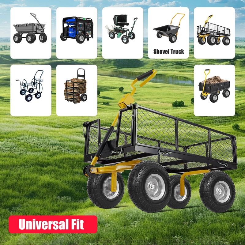 4.10/3.50-4 Flat Free Tire and Wheel, 4 Pack 10" Solid