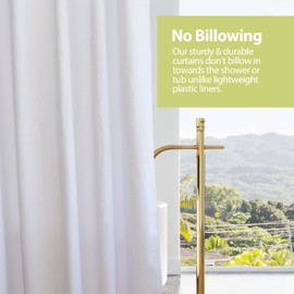 YISURE Stall Shower Curtain Cotton Fabric 36 x 84 inch, Small Half Size Shower Curtain, Narrow Off White Linen Textured Heavy Duty Shower Curtain for Bathroom Hotel Luxury Washable