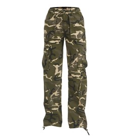 Cargo Pants Women Baggy Hiking Casual Cotton Military Tactical Army Combat Work Pants with 7 Pockets,Camo Green 2XL