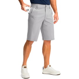 Men's Golf Shorts with 5 Pockets 11" Inseam Stretch Quick Dry Casual Work Dress Shorts for Men(Bright Grey,42)
