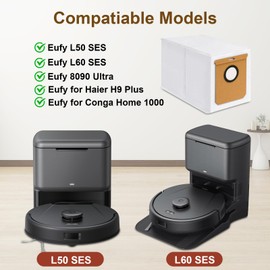 12 Pack Dust Bags for Eufy L60 / L60 SES / L50/ L50 SES Robot Vacuums Cleaner, 3.0L Large Capacity Vacuum Bags Compatible with Haier H9+, Conga Home 1000, 8090 Ultra, 9090 AI