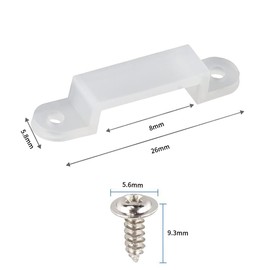 Clearhill 10Packs Strip Light mounting Brackets,Each Pack Included 5Pcs Transparent Fixing Clips and 10 Pcs Screws,Fixed on Both Sides,for 8mm Wide Strip Lights,Total 150 Pcs.