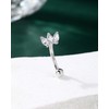 COCHARM 14K White Gold Triple Marquice Flower Rook Earrings for