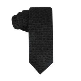 AUSCUFFLINKS Knit Skinny Tie | Knitted Slim Tie for Men | Groomsmen Wedding Neckties, Black, One Size