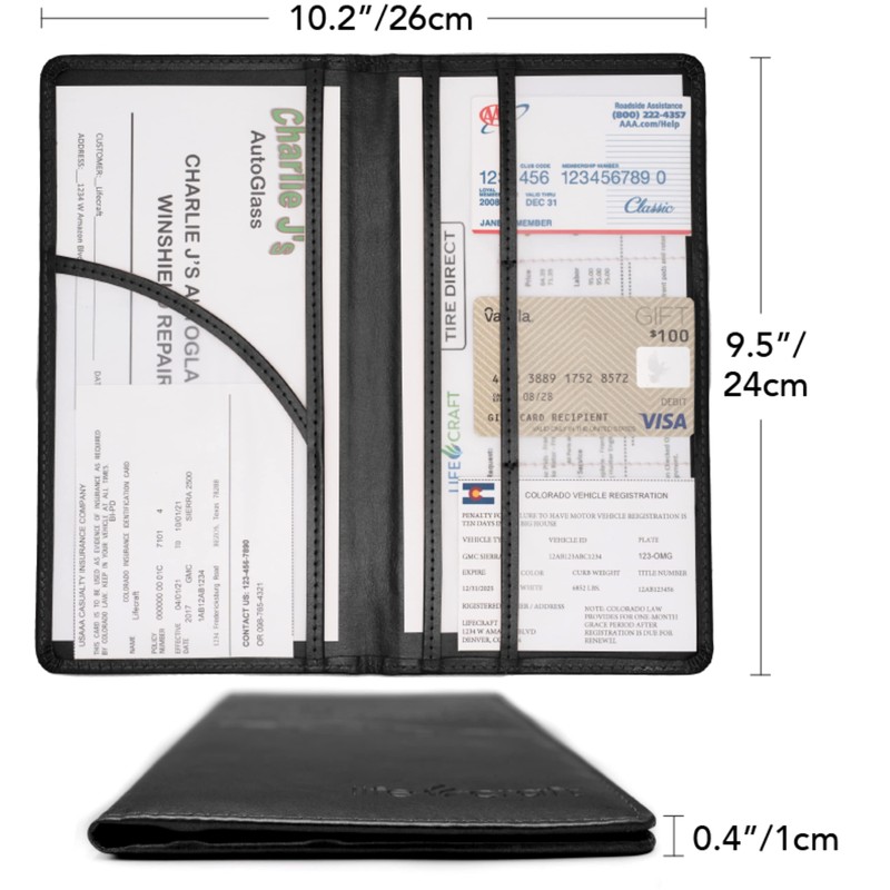 Lifecraft Insurance Registration Document Holder for Glove Box Compartment Organizer