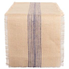 DII 14x72 Jute/Burlap Table Runner, Stripe French Blue - Perfect for Fall, Thanksgiving, Catering Events, Farmhouse Décor, Dinner Parties, Weddings or Everyday Use