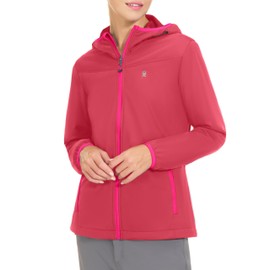 Little Donkey Andy Women's Lightweight Hooded Softshell Jacket for Running Travel Hiking, Windproof, Water Repellent Watermelon Size XL