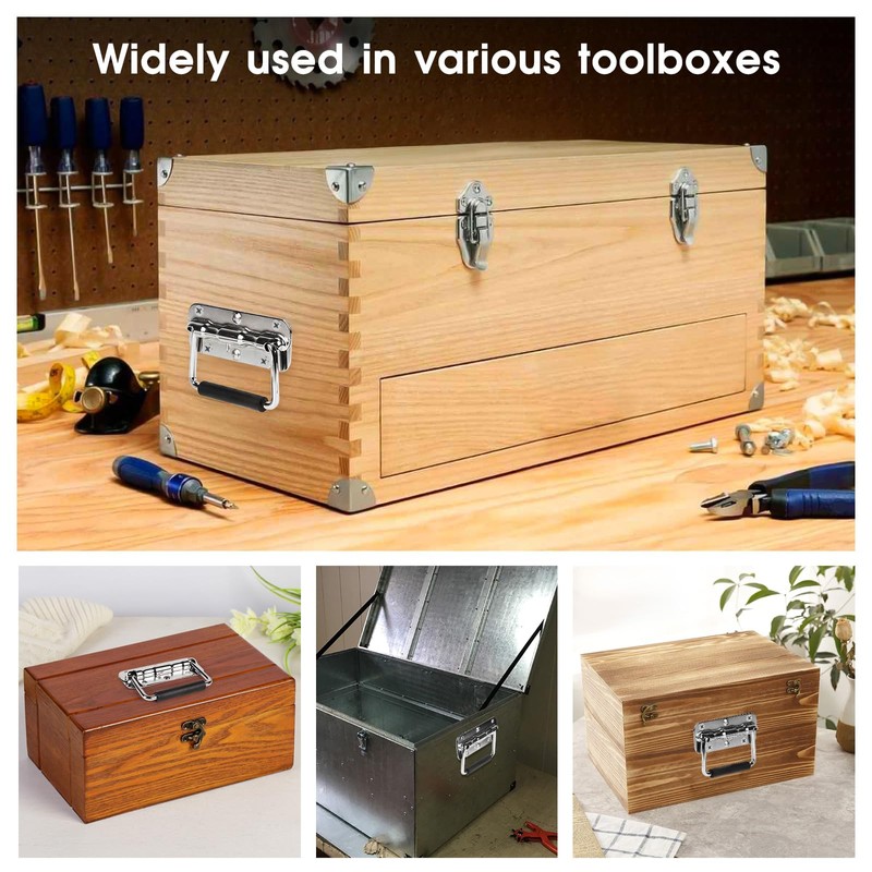 SUPAWAY Pack of 4 Folding Handles, Small Spring-Loaded Box Handle,