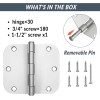 HOSOM 30 Pack Door Hinges 3.5" Satin Nickel Interior Door