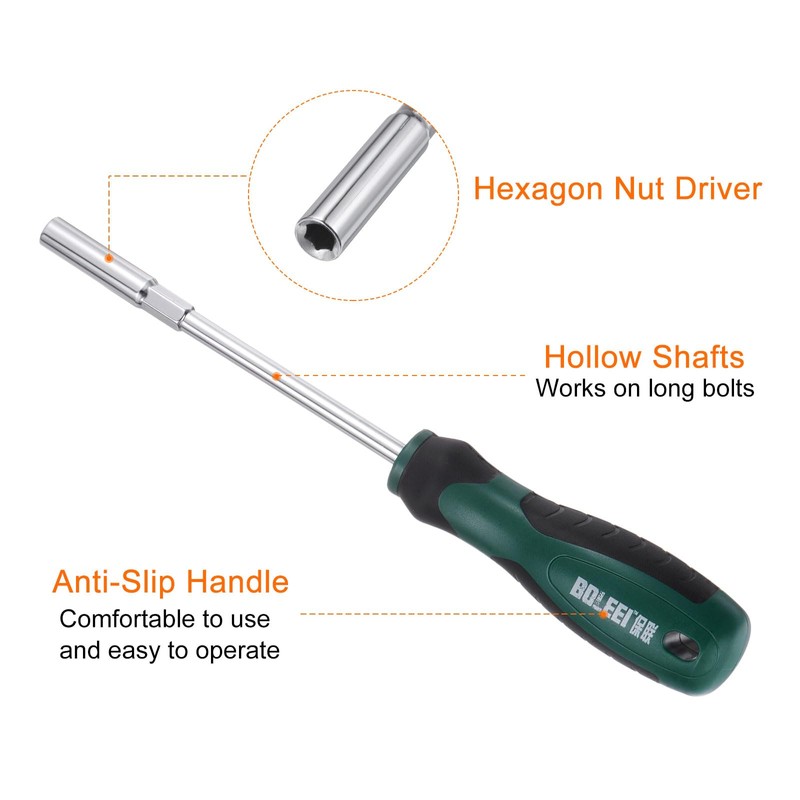 sourcing map Metric Nut Driver 5.5mm CR-V Non-Magnetic Tip Hollow