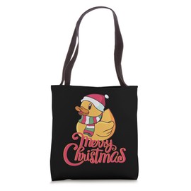 Cute Rubber Duck Merry Christmas Duckie Quack X-Mas Tote Bag