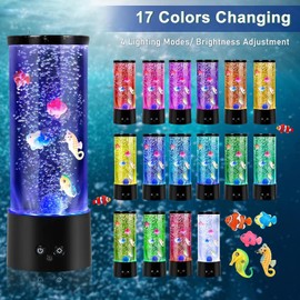 Bubble Fish Lamp,GWEUZMAL Multi Colour Changing Aquarium Light, 17colours Adjustable,Stress Relieving Mood Light Decoration,Suitable for Adults Kids,Home Office Decor Christmas Gifts