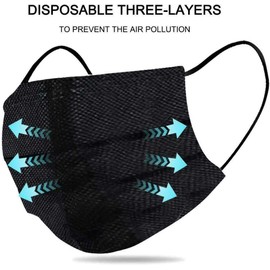 KAV® Pack of 50 3-Ply Disposable Face Masks | Face Cover | High Filterability Suitable for Sensitive Skin | Breathable Face Mask (50, Black)