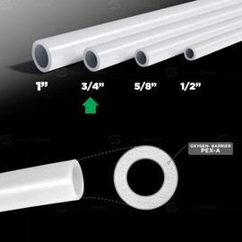 Pex-A 3/4 Inch x 100 Feet PEX Pipe, Oxygen Barrier Flexible Water Tubing for Hydronic Radiant Floor Heating, 3/4" PEX Tubing Coil, White