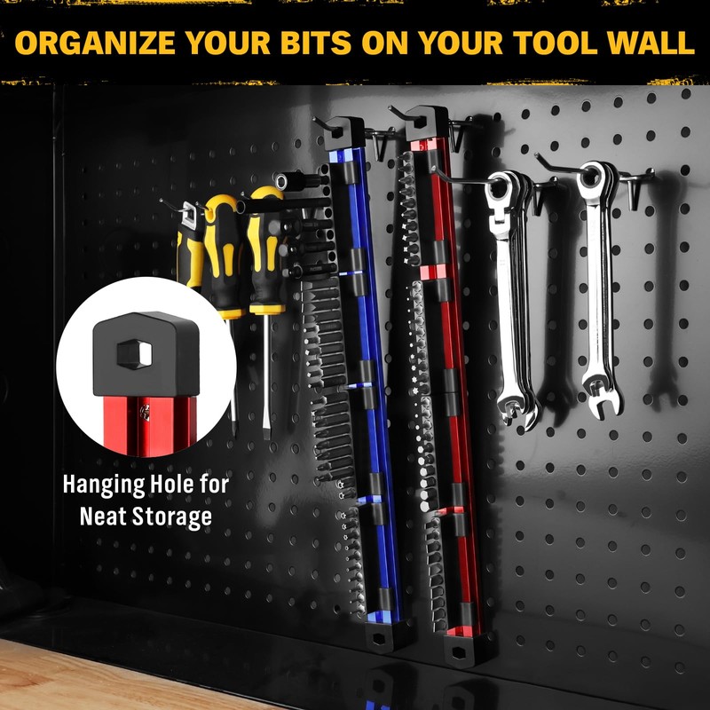 ELEAD 2PCS Magnetic Slidable Drill Bit Holder, 80 Holes Bit