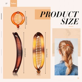 12 Pieces Banana Hair Clips Classic Clincher Combs Large Double Comb Fishtail Hair Clip Banana Ponytail Holder Clip for Women, 4 Styles (Multi-colored)