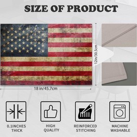 American Flag Placemats Set of 6,Retro Heat Resistant Table Mats Washable Place Mats for Party Kitchen Farmhouse Home Dining Holiday Decor 12x18 Inch