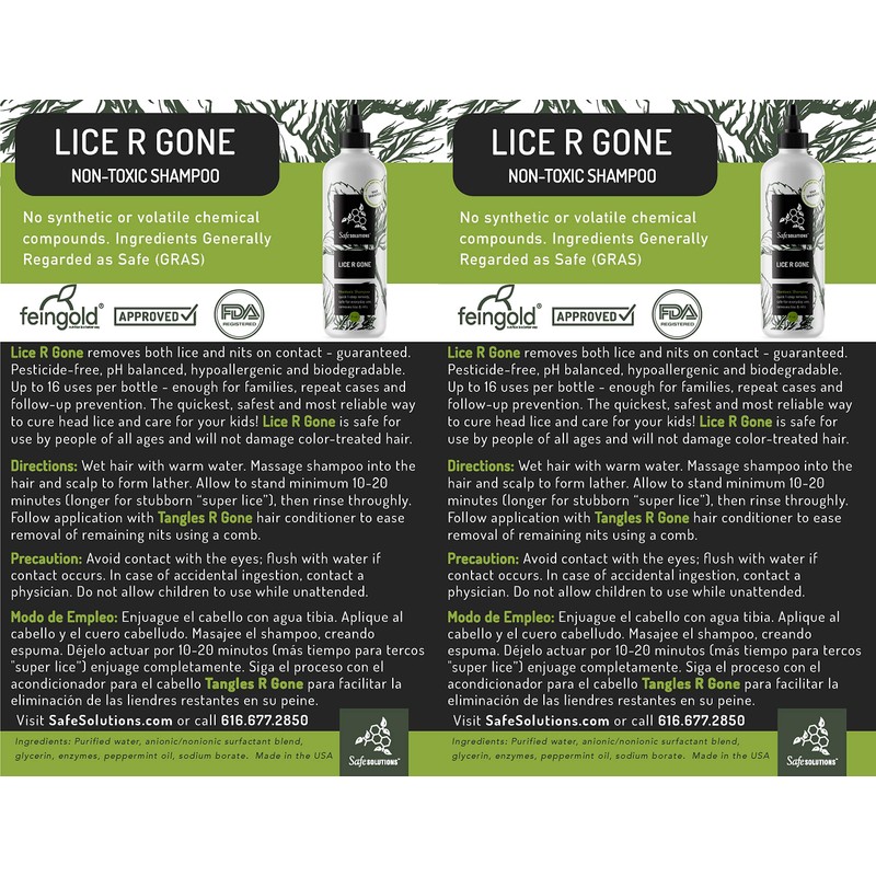 Safe Solutions Lice R Gone Nontoxic Shampoo, 8 oz. Bottle