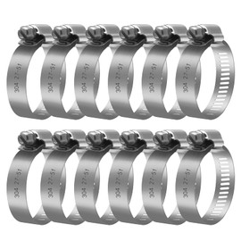 Jzszera Hose Clamp, Pack of 12 Stainless Steel Pipe Clamps with Clamping Range 27-51 mm, Rustproof Hose Clamps for Pool, Pond and Garden