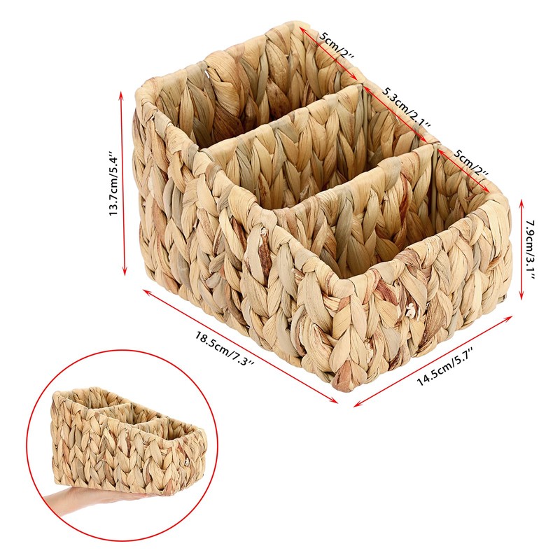BSTKEY Natural Water Hyacinth Remote Control Storage Holder, Woven 3