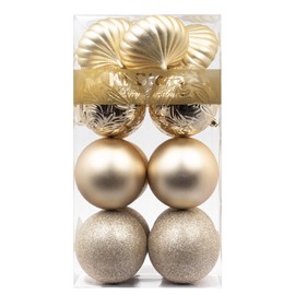 KI Store Large Christmas Balls Champagne 4-Inch Shatterproof Christmas Tree Ball Ornaments Decorations for Xmas Trees Wedding Party Home Decor