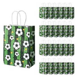 24 PCS Soccer Goodie Bags, Soccer Party Favor Bags Gifts Themed Paper Bags for Birthday Party Supplies Decoration