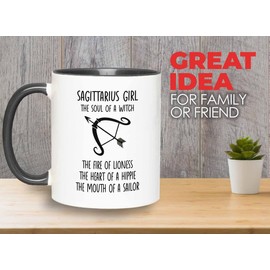 Bubble Hugs Zodiac 2Tone Black Mug 11oz - Sagittarius Girl - Born Between November 22nd to December 21st Astrology Sun Moon Rising Constellation Sign Horoscope
